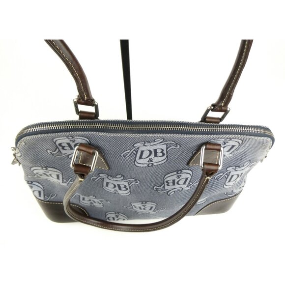 Dooney & Bourke Blue Signature Logo  Leather Trim & Handles Satchel Bag - Picture 8 of 16